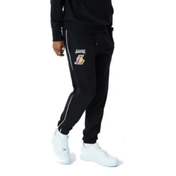 New Era Los Angeles Lakers NBA Stripe Piping Joggers In Black
