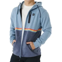 Rip Curl Anti Series Departed Full Zip Fleece In Dusty Blue