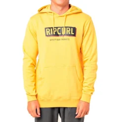 Rip Curl Boxed Hooded Pop Over Pullover Hoody In Mustard
