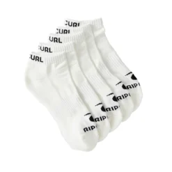 Rip Curl Brand Ankle Sock 5-Pk Crew Socks In White