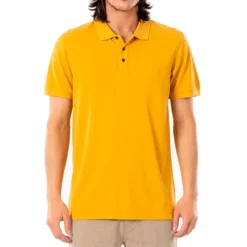 Rip Curl Faded Short Sleeve Polo Shirt In Mustard