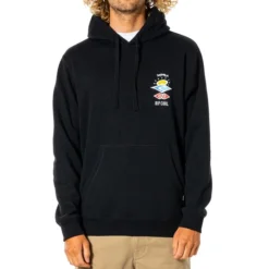 Rip Curl Search Icon Hood Pullover Hoody In Black