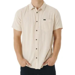 Rip Curl Washed Short Sleeve Shirt In Bone