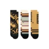 Stance Dunes 3 Pack Crew Socks In Black Brown