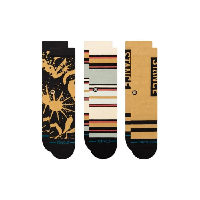 Stance Dunes 3 Pack Crew Socks In Black Brown 1 Stance Dunes 3 Pack Crew Socks In Black Brown