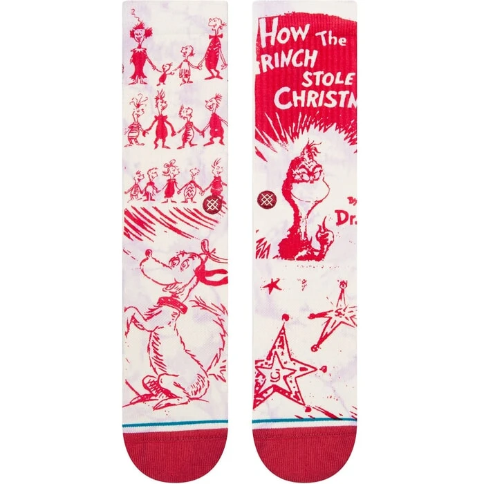 Stance Every Who The Grinch Christmas Crew Socks In Off White 2 Stance Every Who The Grinch Christmas Crew Socks In Off White - Image 2