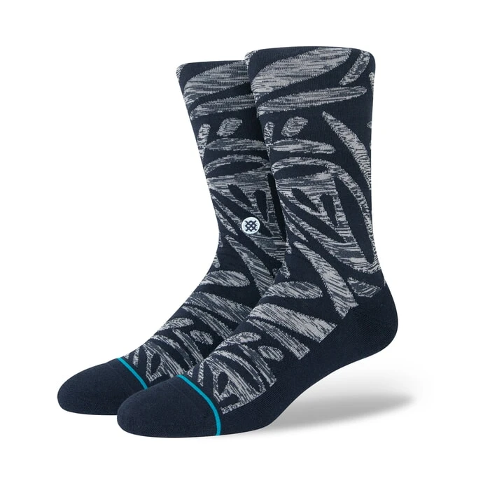Stance Fractals Crew Socks In Navy 1 Stance Fractals Crew Socks In Navy