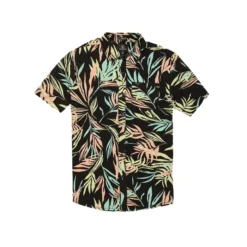 Volcom Bleeding Leaf Short Sleeve Shirt In Black