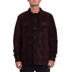 Volcom Bowered Fleece Long Sleeve Shirt In Port