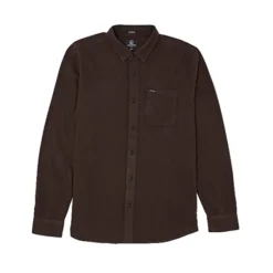Volcom Caden Solid Long Sleeve Shirt In Dark Brown
