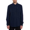 Volcom Caden Solid Long Sleeve Shirt In Navy