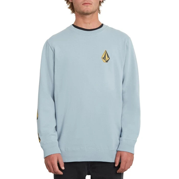 Volcom Deadly Stones Crew Sweatshirt In Cool Blue 1 Volcom Deadly Stones Crew Sweatshirt In Cool Blue