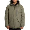 Volcom Interzone 5K Parka Jacket In Army Green Combo