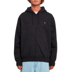 Volcom Single Stone Zipped Hoody In Heather Black