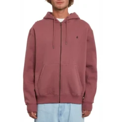 Volcom Single Stone Zipped Hoody In Rose Brown