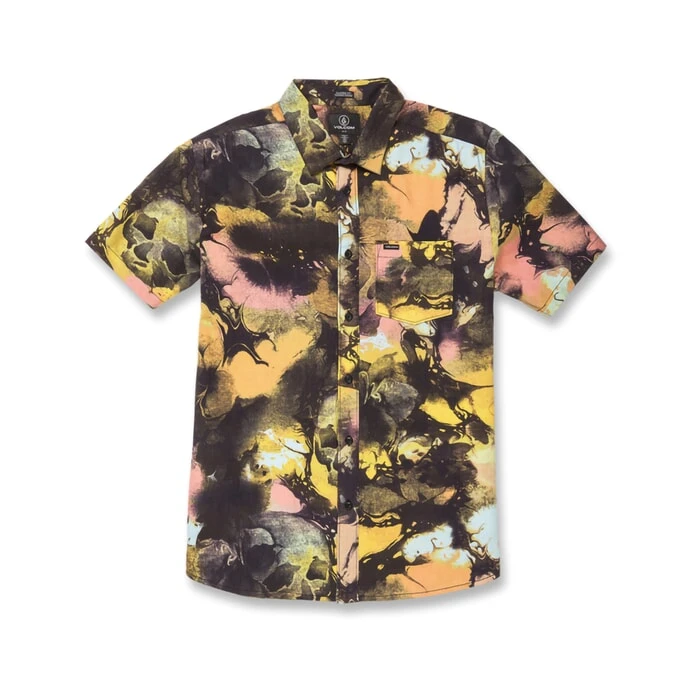 Volcom Skulli Print Short Sleeve Shirt In Dawn Yellow 3 Volcom Skulli Print Short Sleeve Shirt In Dawn Yellow - Image 3