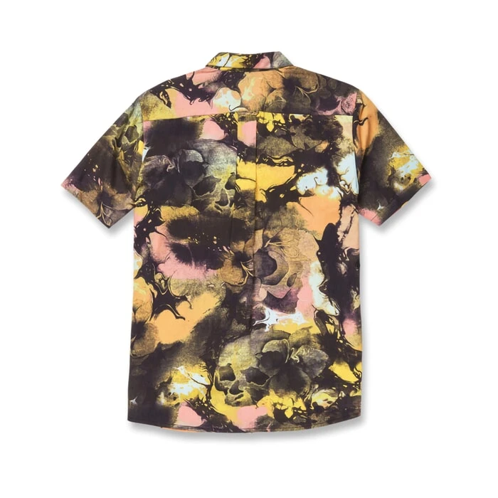 Volcom Skulli Print Short Sleeve Shirt In Dawn Yellow 4 Volcom Skulli Print Short Sleeve Shirt In Dawn Yellow - Image 4