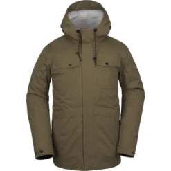 Volcom V.CO 3L Rain Shell Jacket In Moss